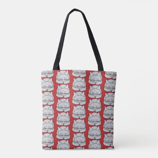 Sleeping Grey Cat Tote Bag (Back)