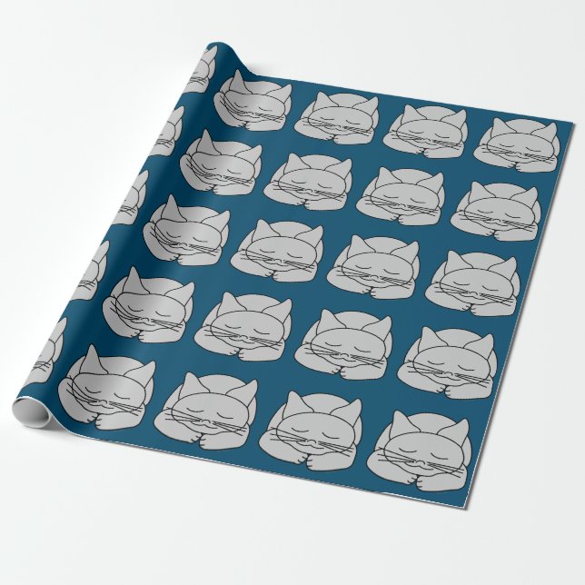 Sleeping Grey Cat Wrapping Paper (Unrolled)