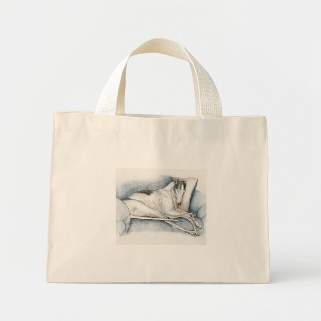 Sleeping Greyhound Dog Art Tote Bag (Front)
