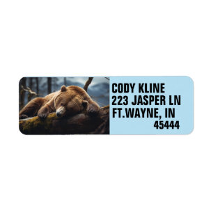 SLEEPING GRIZZLY BEAR Return Address Labels