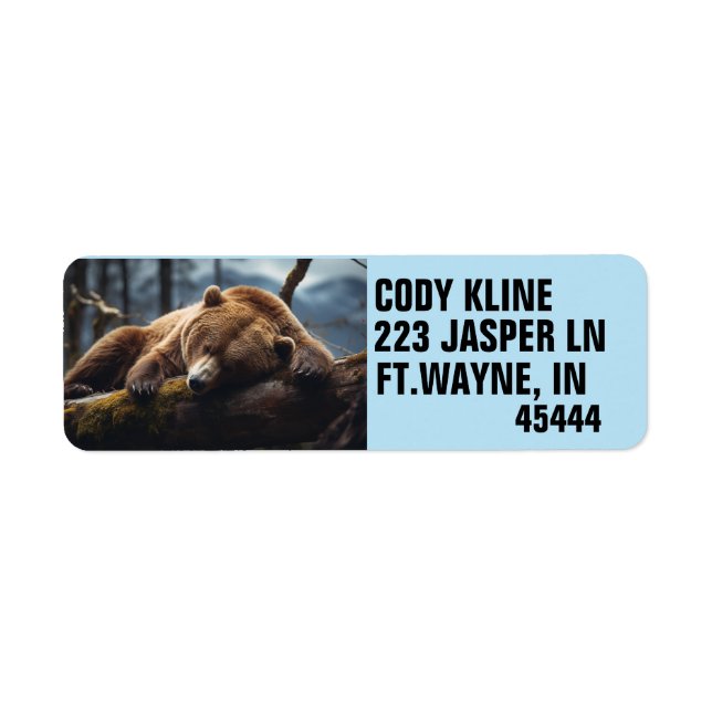SLEEPING GRIZZLY BEAR Return Address Labels (Front)