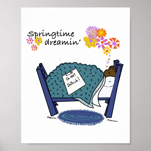 Sleeping Groundhog Dreaming of Spring Poster (Front)