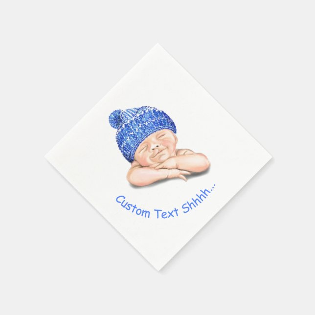 Sleeping Happy Baby Napkins - Custom Text (Corner)