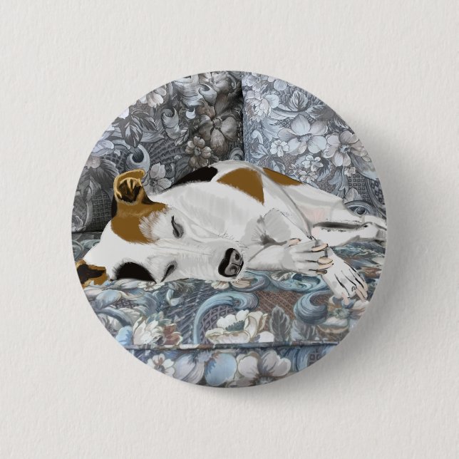 Sleeping Jack Russell 6 Cm Round Badge (Front)