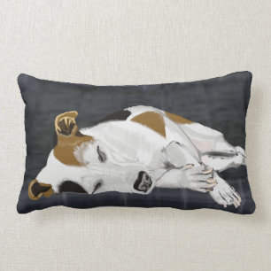 Sleeping Jack Russell on Dark Charcoal Dog Bed Lumbar Cushion