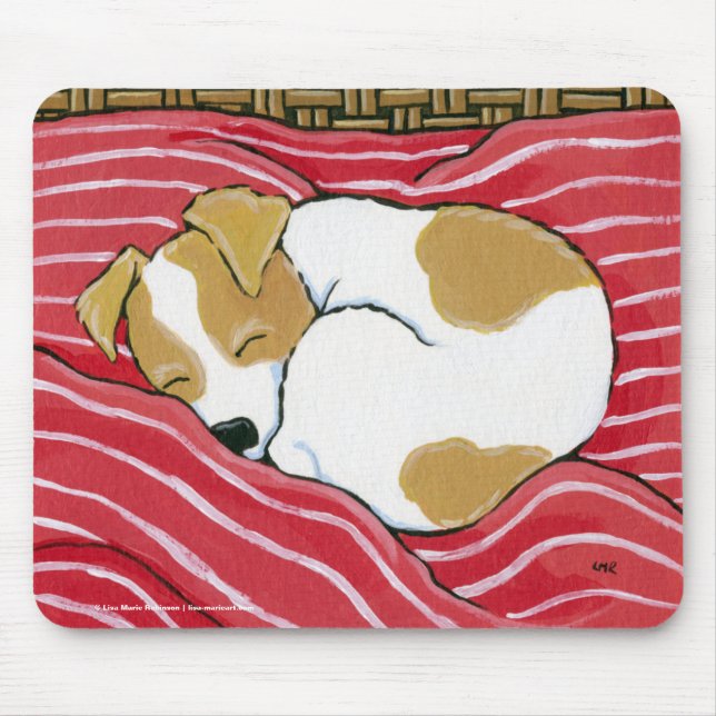 Sleeping Jack Russell Puppy Dog Art Mouse Mat (Front)