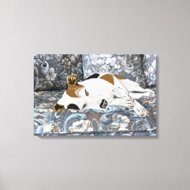 Sleeping Jack Russell Terrier Canvas Print (Front)