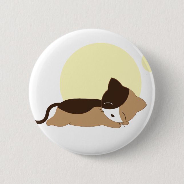 Sleeping Kitten 6 Cm Round Badge (Front)