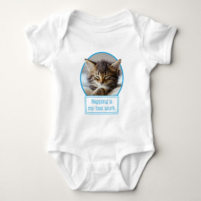 Sleeping Kitten Baby Bodysuit (Front)