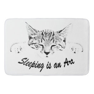 Sleeping kitten bath mat