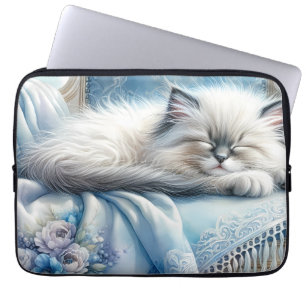 Sleeping Kitten Blue Cottagecore Dream Laptop Sleeve