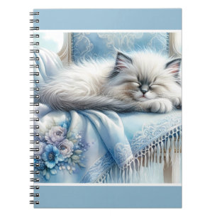 Sleeping Kitten Blue Cottagecore Dream Notebook