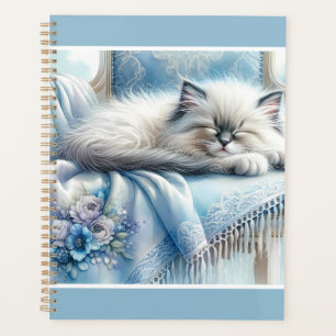 Sleeping Kitten Blue Cottagecore Dream Planner