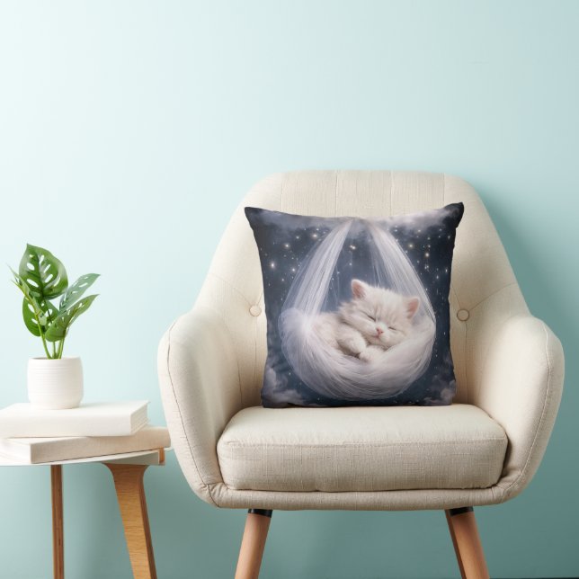 Sleeping Kitten in a Tulle Hammock Cushion (Chair)