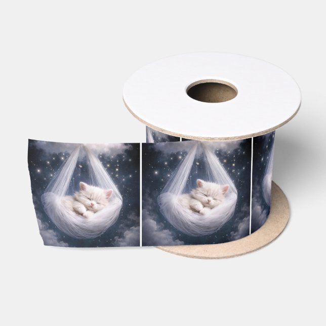 Sleeping Kitten in a Tulle Hammock Satin Ribbon (Spool)