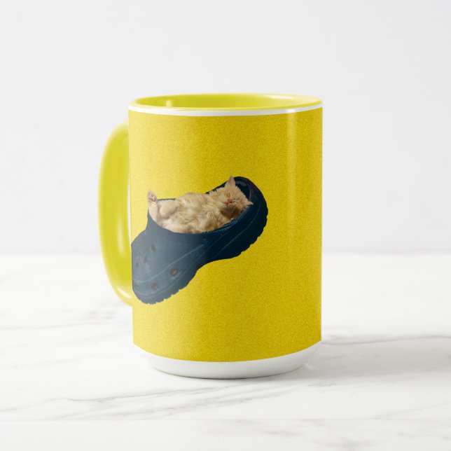 Sleeping Kitten In Croc Shoe, Coffee Mug (Front Left)