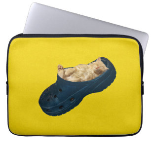 Sleeping Kitten In Croc Shoe, Laptop Sleeve