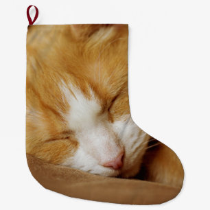 Sleeping Kitten Large Christmas Stocking