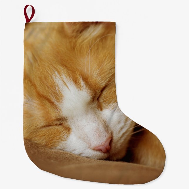 Sleeping Kitten Large Christmas Stocking (Front)