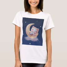 Sleeping Kitten Moon – Cute Kawaii Cat T-Shirt