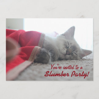 Sleeping Kitten Slumber Party Invitation