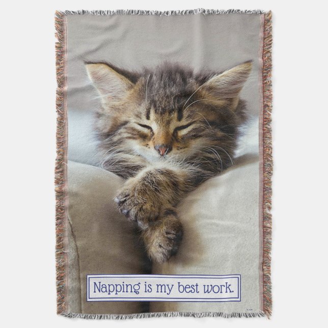 Sleeping Kitten Throw Blanket (Front Vertical)
