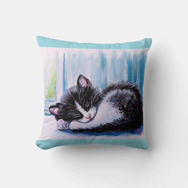 SLEEPING KITTEN THROW PILLOWS (Front)