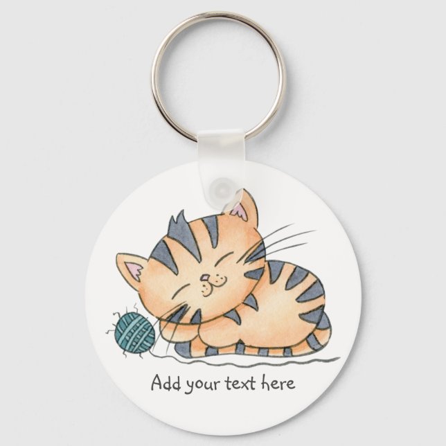 Sleeping Kitten With Wool Key Ring (Front)