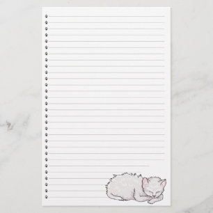 Sleeping Kitty Lined Stationery