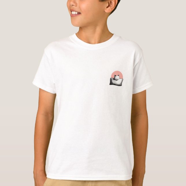 Sleeping Kitty Pillow Kids T-Shirt (Front)