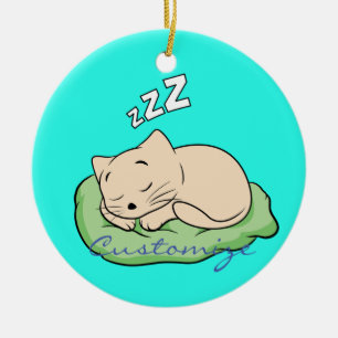 Sleeping Kitty Thunder_Cove Ceramic Tree Decoration