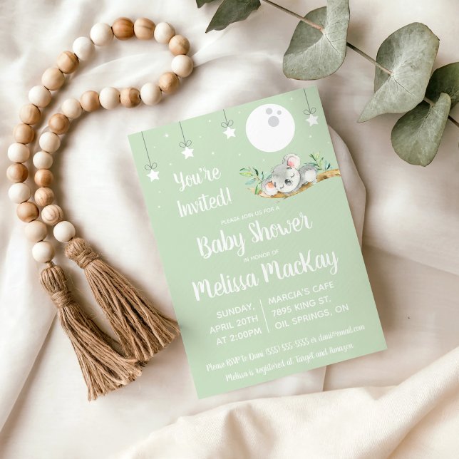 Sleeping Koala Baby Shower Invitation (Creator Uploaded)