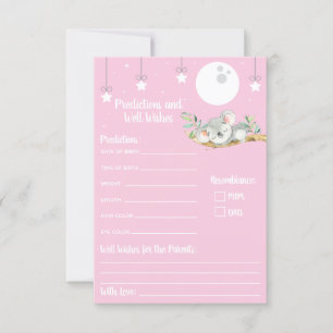 Sleeping Koala Baby Shower Predictions & Well Wish Invitation