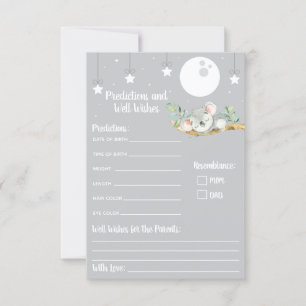 Sleeping Koala Baby Shower Predictions & Well Wish Invitation