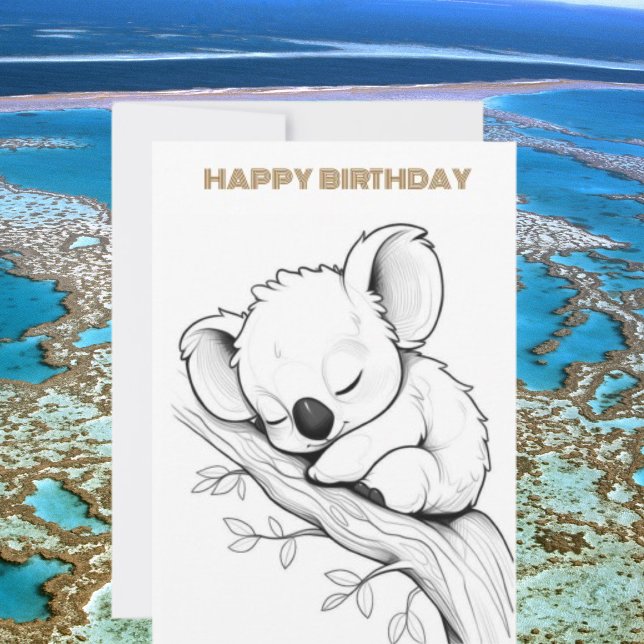 Sleeping koala happy birthday card (Creator Uploaded)
