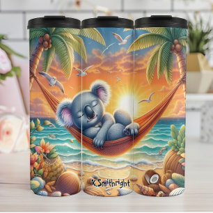 Sleeping Koala in Beach Hammock Thermal Tumbler