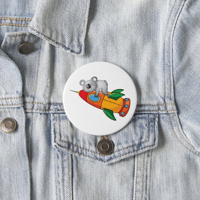 Sleeping Koala on Colourful Rocket  7.5 Cm Round Badge (Creator Uploaded)