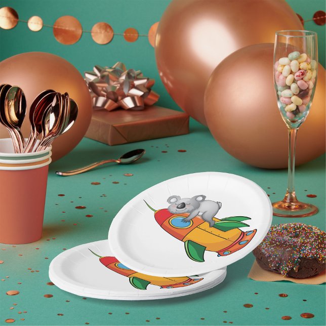 Sleeping Koala on Colourful Rocket  Paper Plate (Creator Uploaded)