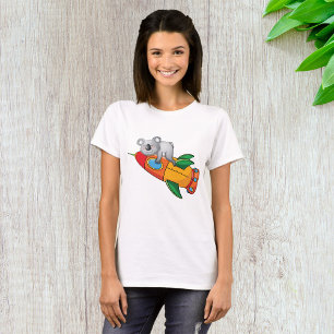 Sleeping Koala on Colourful Rocket  T-Shirt