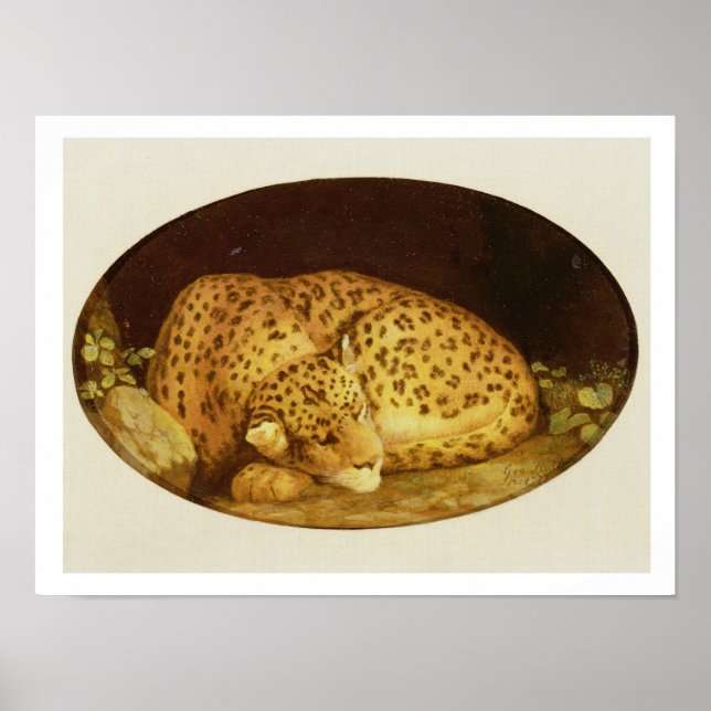 Sleeping Leopard, 1777 (enamel on biscuit Poster (Front)
