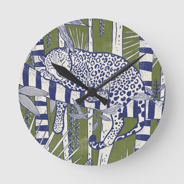 Sleeping Leopard Round Clock (Front)