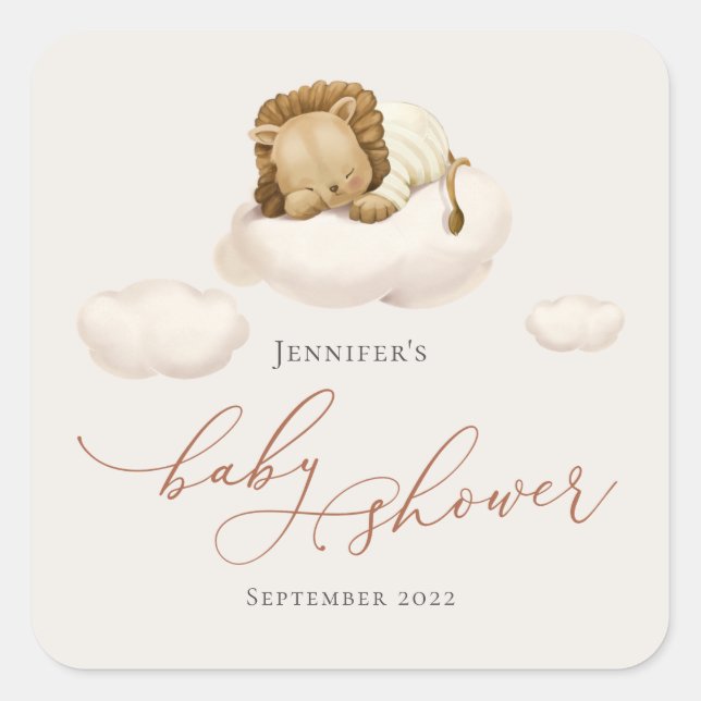 Sleeping Lion Gender Neutral Square Sticker (Front)