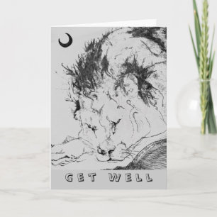 Sleeping Lion - Get Well Card