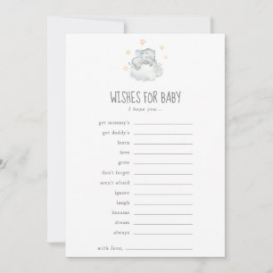 Sleeping Little Elephant Boy Wishes for Baby Game Advice Card