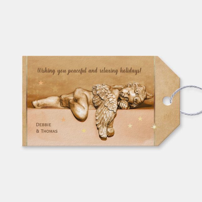 Sleeping Little Holiday Angel Gift Tags (Front (Horizontal))