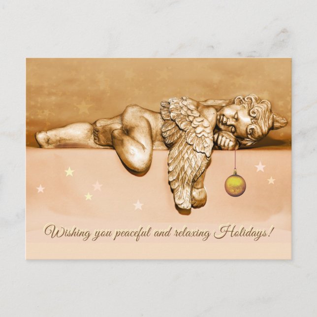 Sleeping Little Holiday Angel Postcard (Front)
