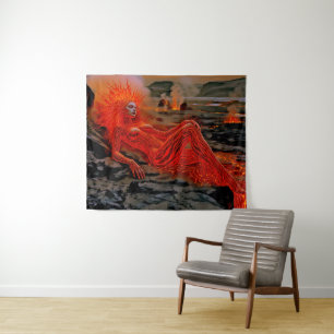 “Sleeping Magma” – Volcanic Woman Portrait Tapestry