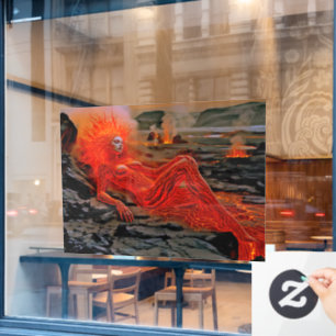 “Sleeping Magma” – Volcanic Woman Portrait Window Cling