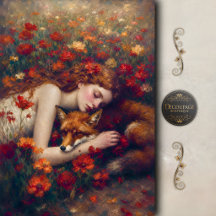 Sleeping Maiden and Fox Decoupage