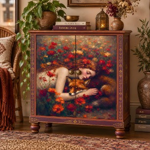 Sleeping Maiden and Fox Decoupage Tissue Paper